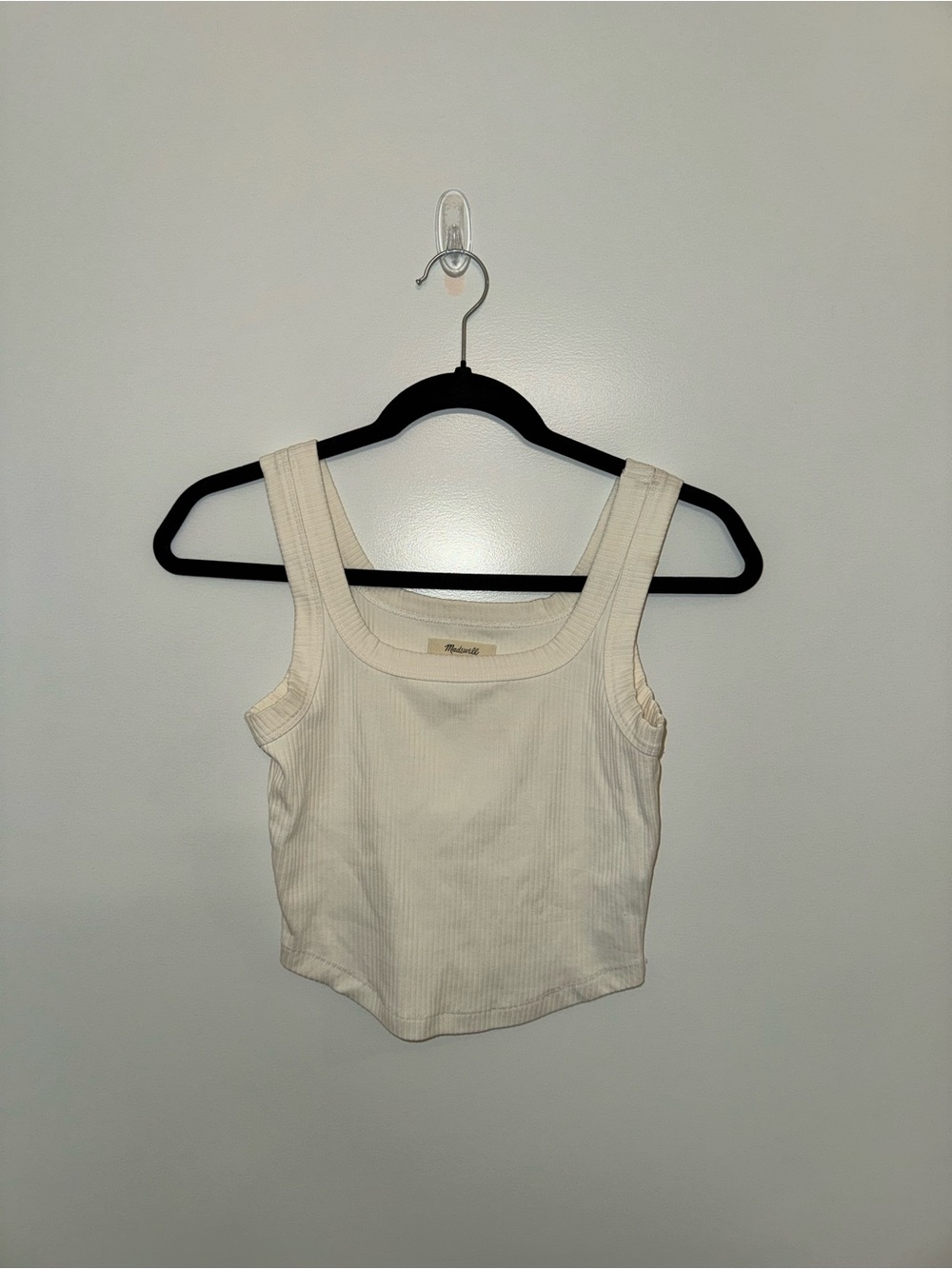 Madewell Cream Ribbed Square-Neck Tank Top
